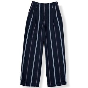 The Limited Womens Striped Trousers size 4 Black White Purple High Rise Wide Leg